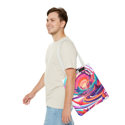 Vibrant Sunset Landscape Tote Bag - Colorful Artistic Design for Everyday Use