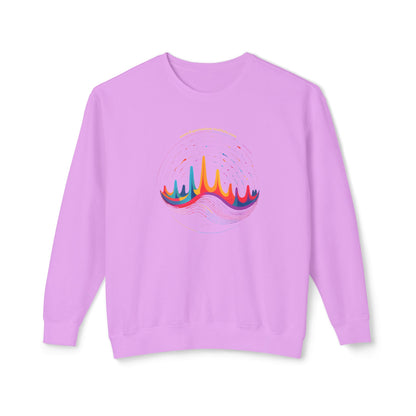 Colorful Wave Design Unisex Lightweight Crewneck Sweatshirt