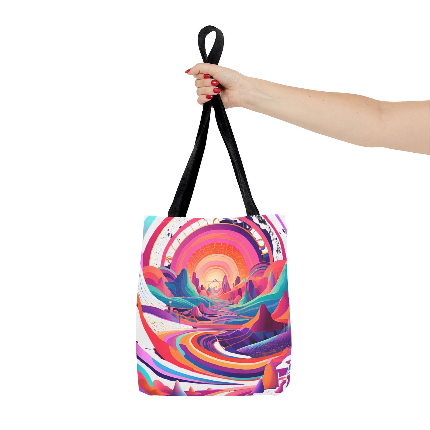 Vibrant Sunset Landscape Tote Bag - Colorful Artistic Design for Everyday Use
