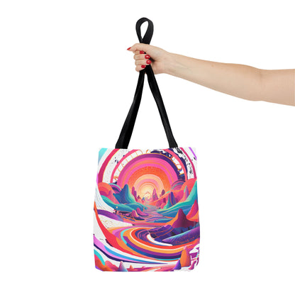 Vibrant Sunset Landscape Tote Bag - Colorful Artistic Design for Everyday Use