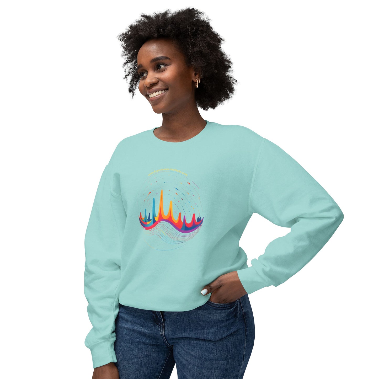 Colorful Wave Design Unisex Lightweight Crewneck Sweatshirt
