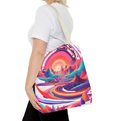 Vibrant Sunset Landscape Tote Bag - Colorful Artistic Design for Everyday Use