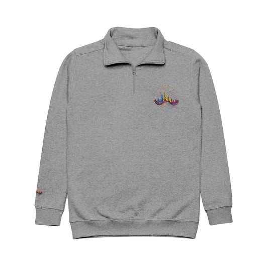 Colorful Waves Embroidered Unisex Fleece Pullover - Cozy Comfort for Every Occasion
