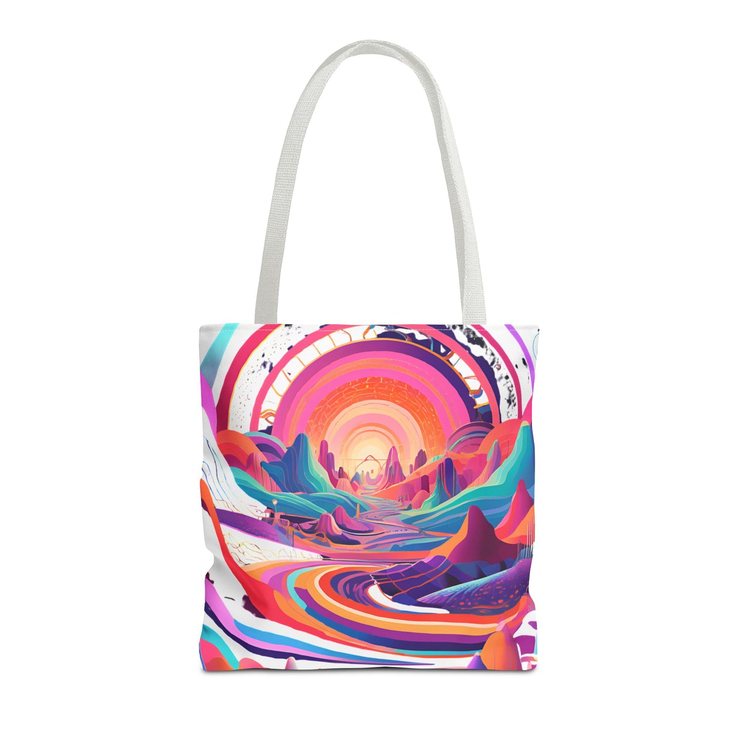 Vibrant Sunset Landscape Tote Bag - Colorful Artistic Design for Everyday Use